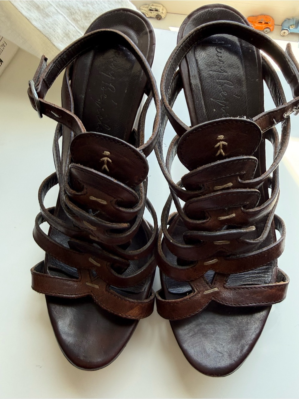 Henry Beguelin Brown Leather Strappy Gladiator Heeled Sandals